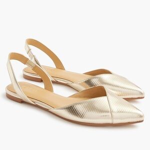 J. Crew gold metallic pointy toe slingback flats